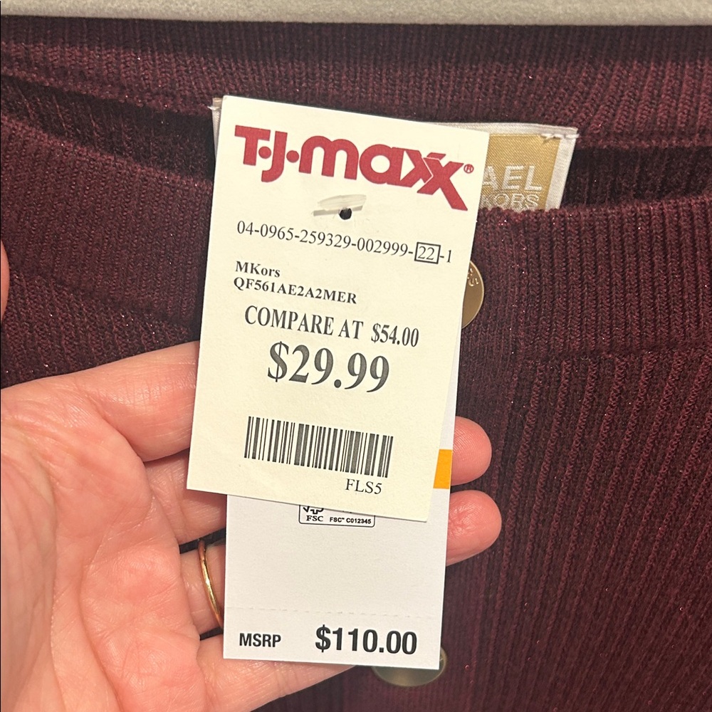 NWT Michael Kors Women's Burgundy Button-Up Top - Picture 6 of 6